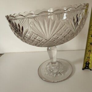 Antique Campbell Jones &Co Menlo 3 Part Mold Compote 1881 Glows Diamond Sunburst
